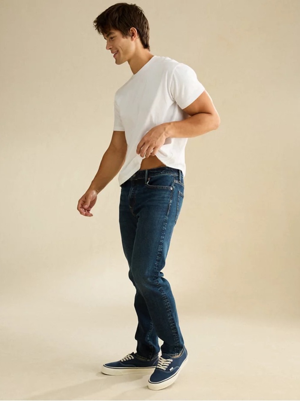 American Eagle Outfitters Men's Straight Jeans in Dark Blue - Picture 5 of 9